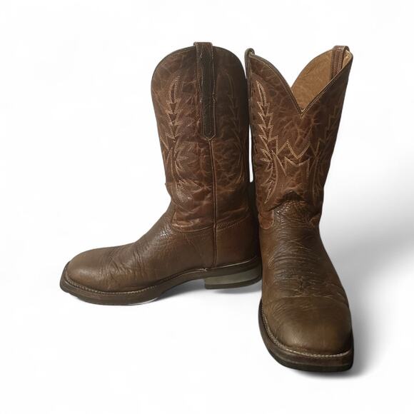 Lucchese Rudy M4090 Men's Western Brown Square Toe Boots Size 9.5 EE Used - Picture 1 of 10